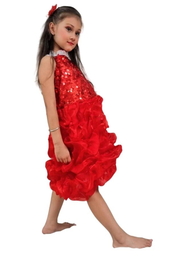 BookMyCostume Red Balloon Frock Western Dance Costume Dress for Girls - Premium 3-4 Years - Image 5
